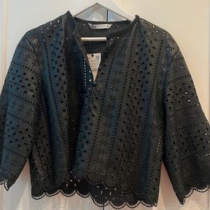 NWT Zara Leather Eyelet Blouse